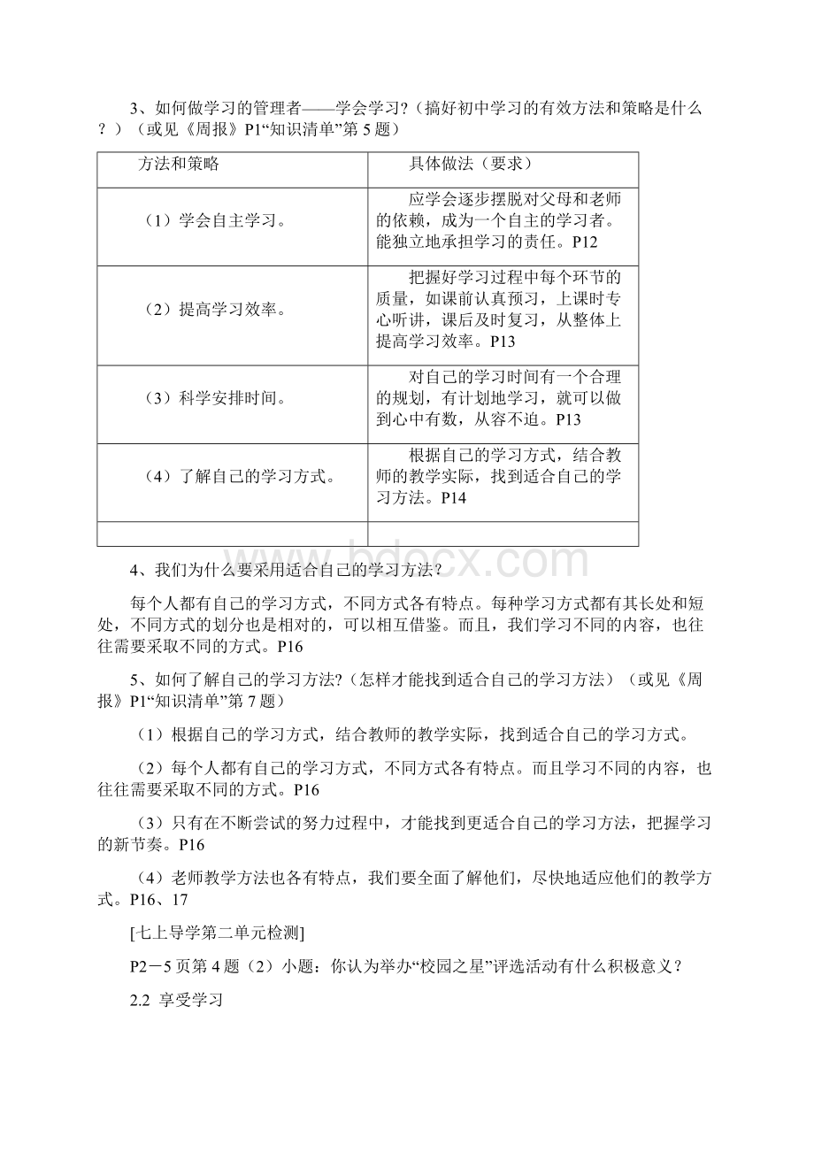 政治中考复习人教版七年级上册思想品德复习提纲Word下载.docx_第3页