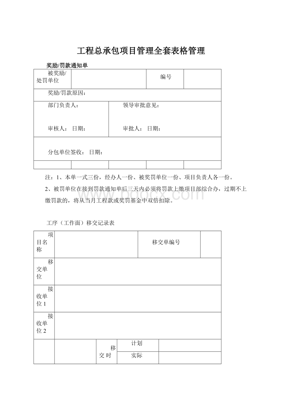 工程总承包项目管理全套表格管理.docx_第1页