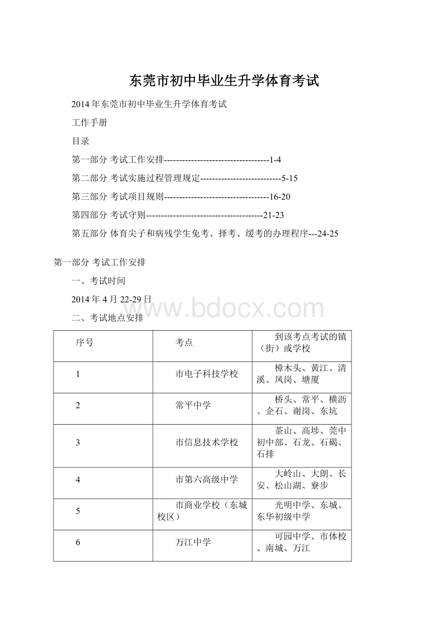 东莞市初中毕业生升学体育考试Word格式.docx