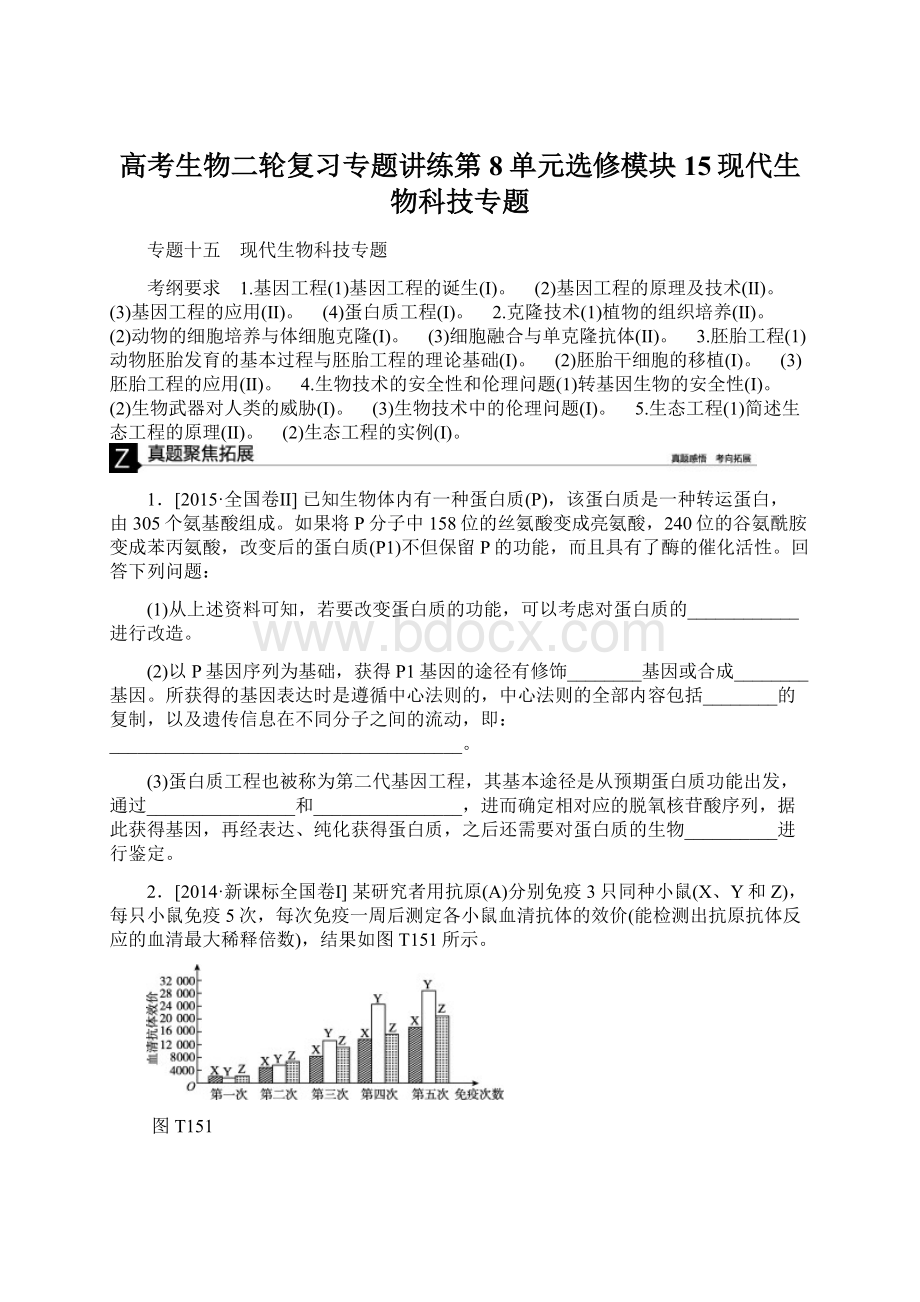 高考生物二轮复习专题讲练第8单元选修模块15现代生物科技专题.docx_第1页