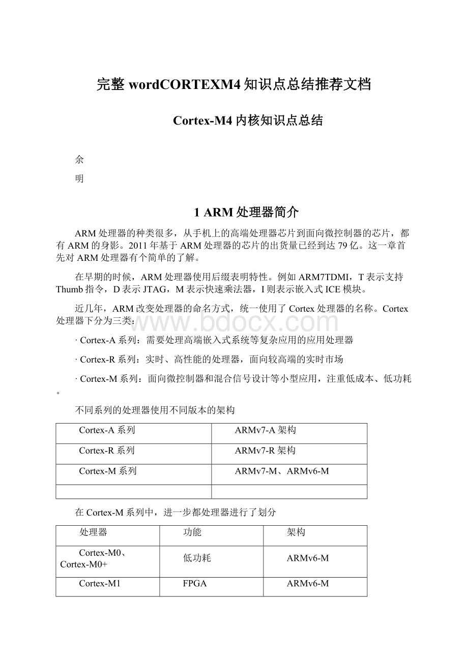 完整wordCORTEXM4知识点总结推荐文档Word下载.docx