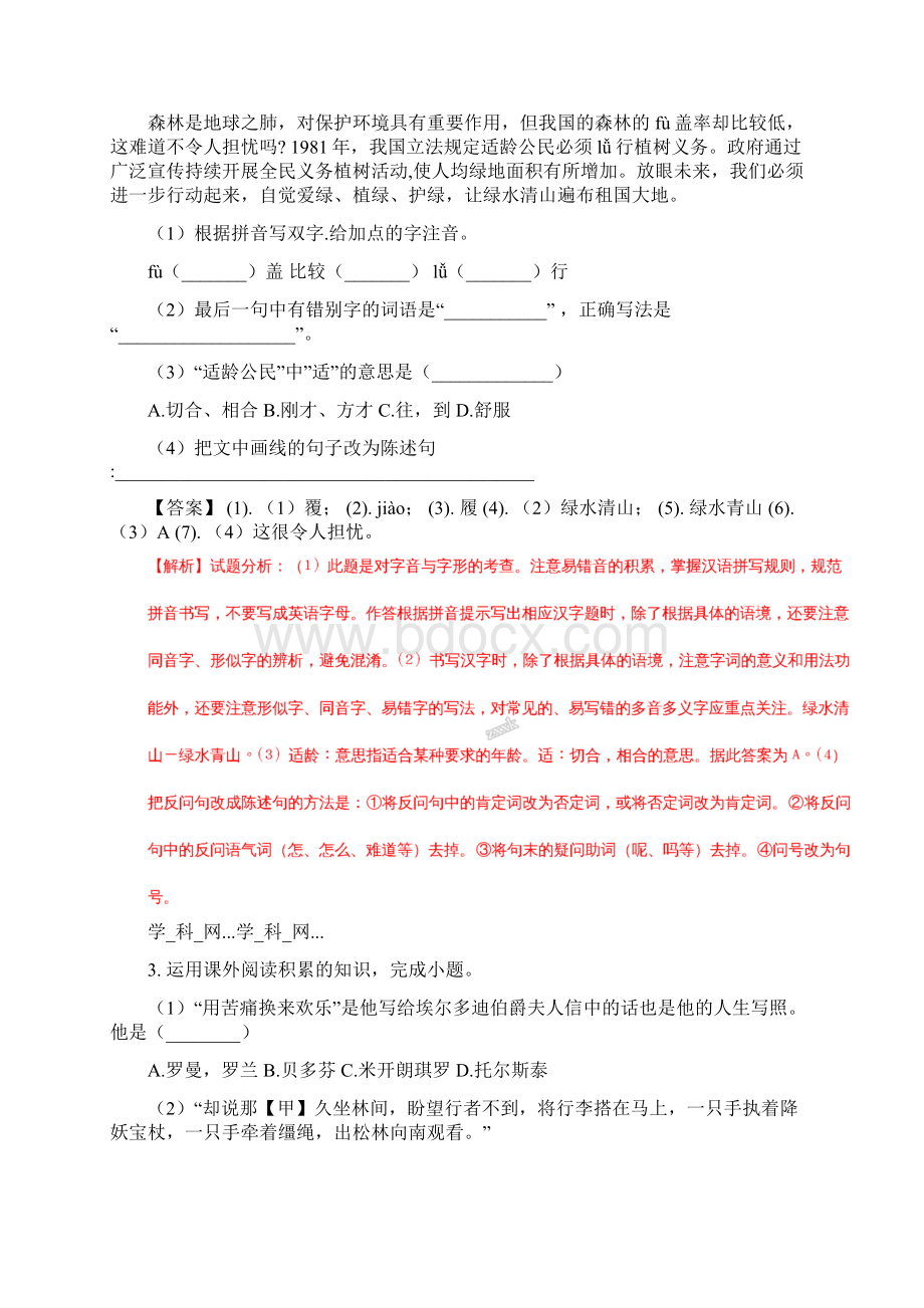 中考最全复习资料安徽省初中学业水平考试语文试题解析版.docx_第2页