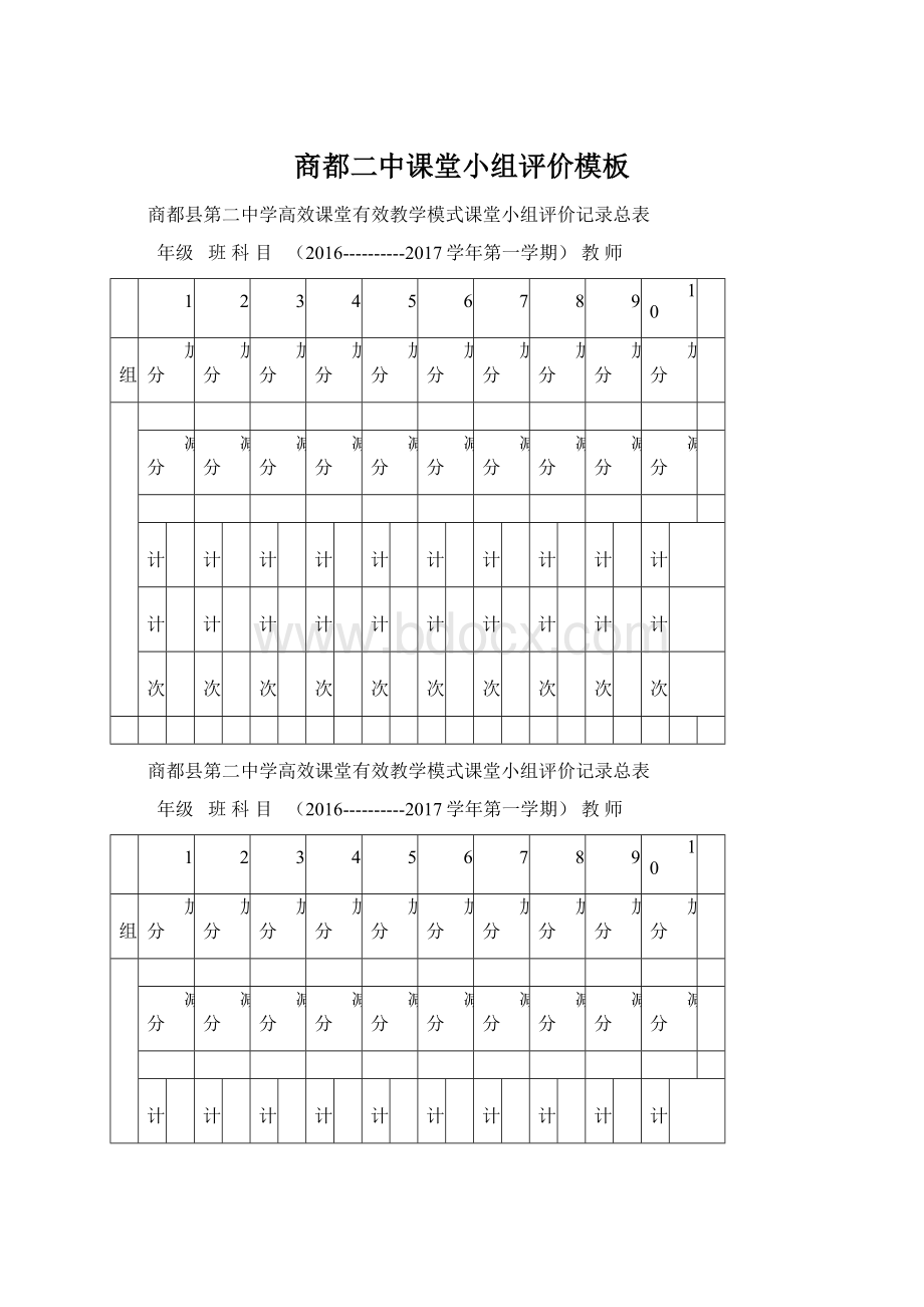 商都二中课堂小组评价模板Word文档下载推荐.docx