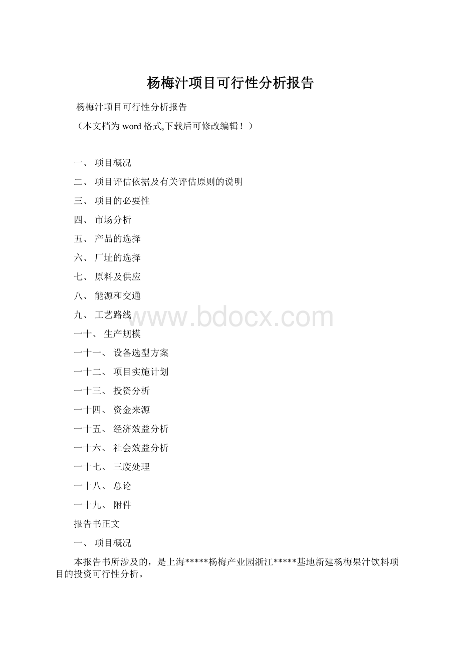 杨梅汁项目可行性分析报告.docx