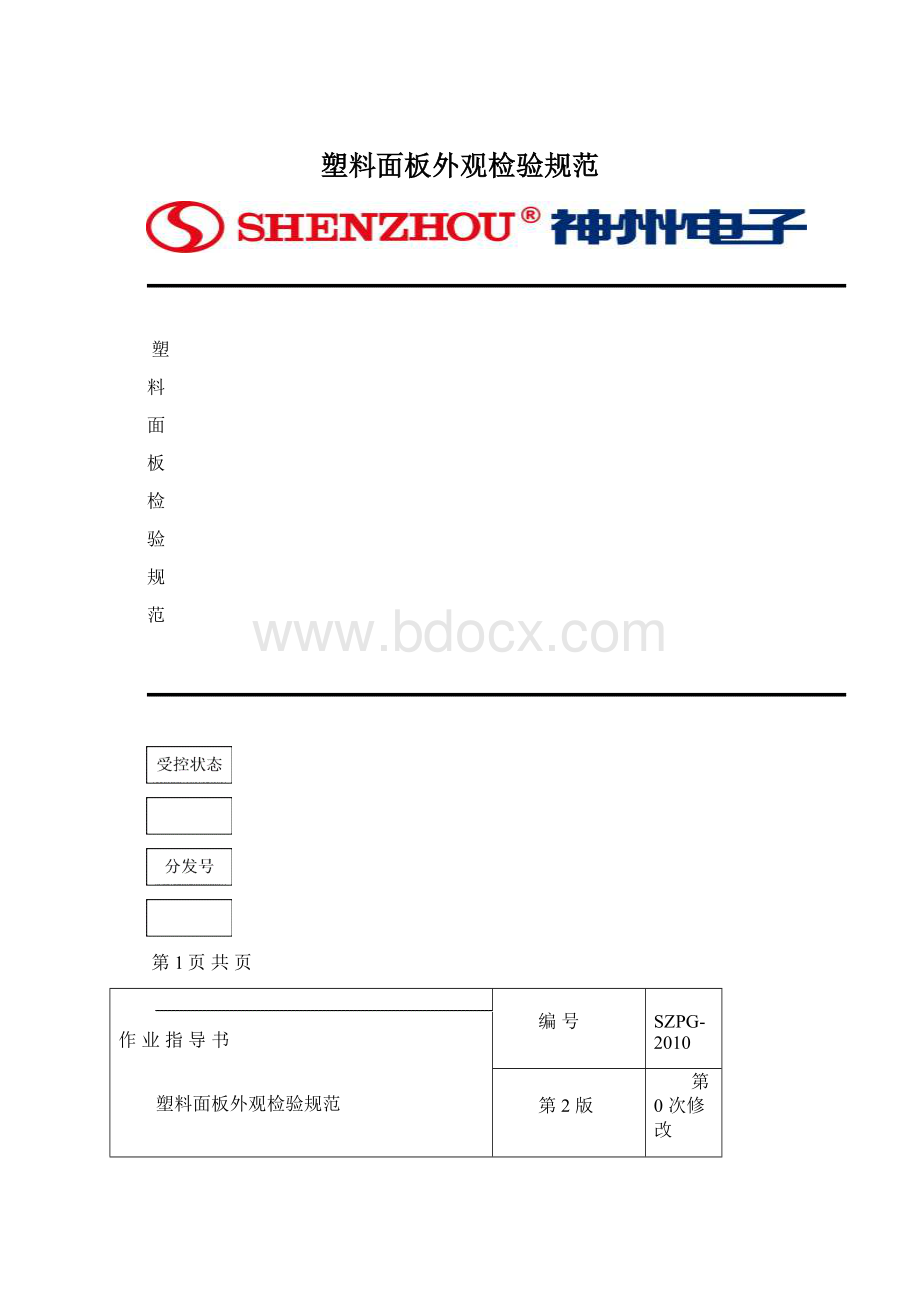 塑料面板外观检验规范Word格式文档下载.docx