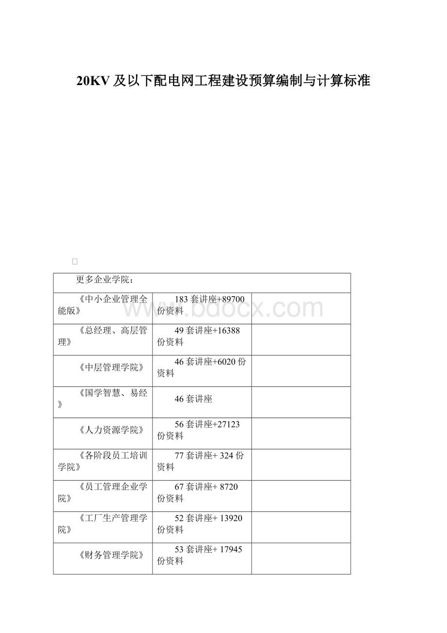 20KV及以下配电网工程建设预算编制与计算标准Word格式文档下载.docx_第1页