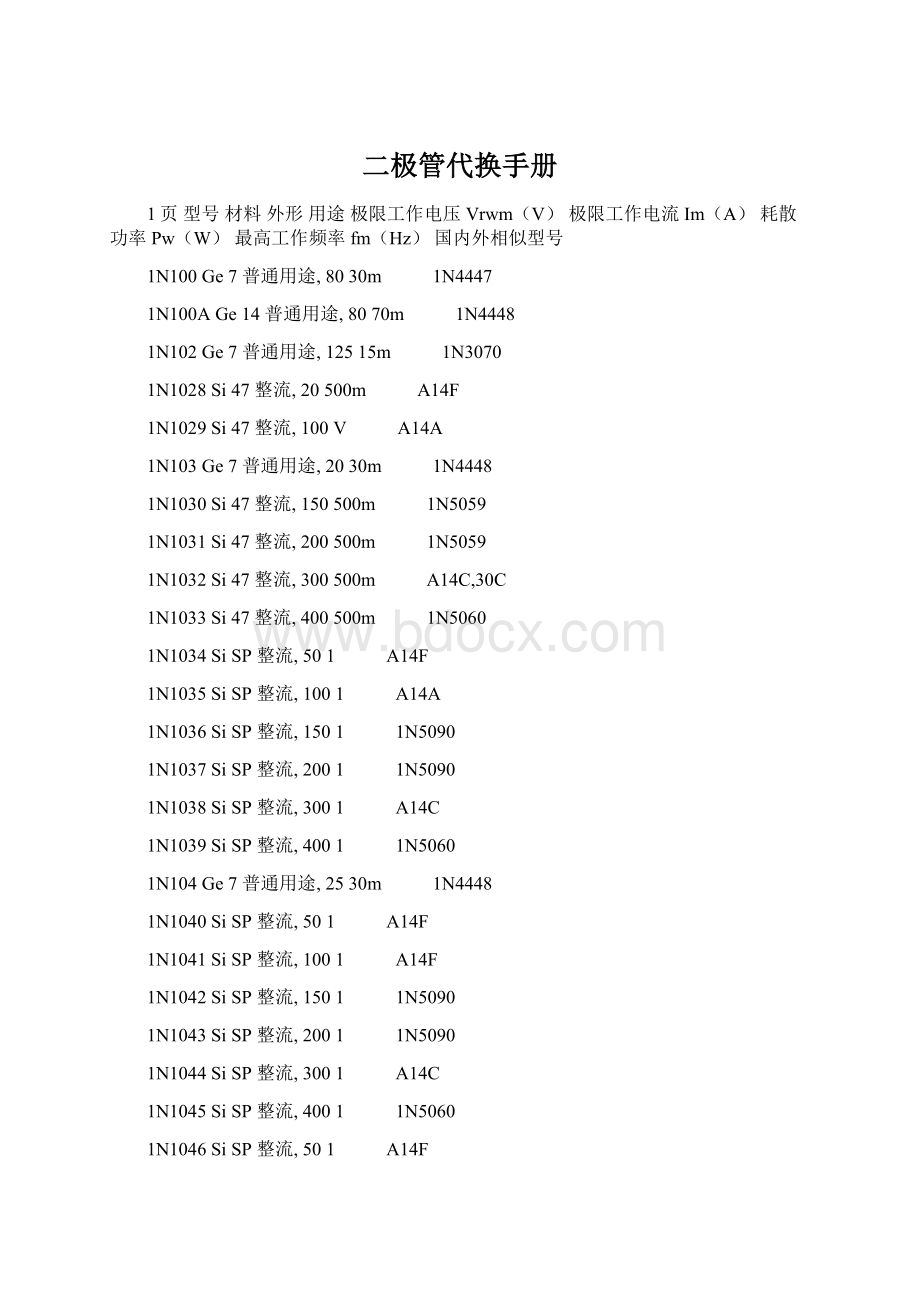 二极管代换手册Word文档下载推荐.docx