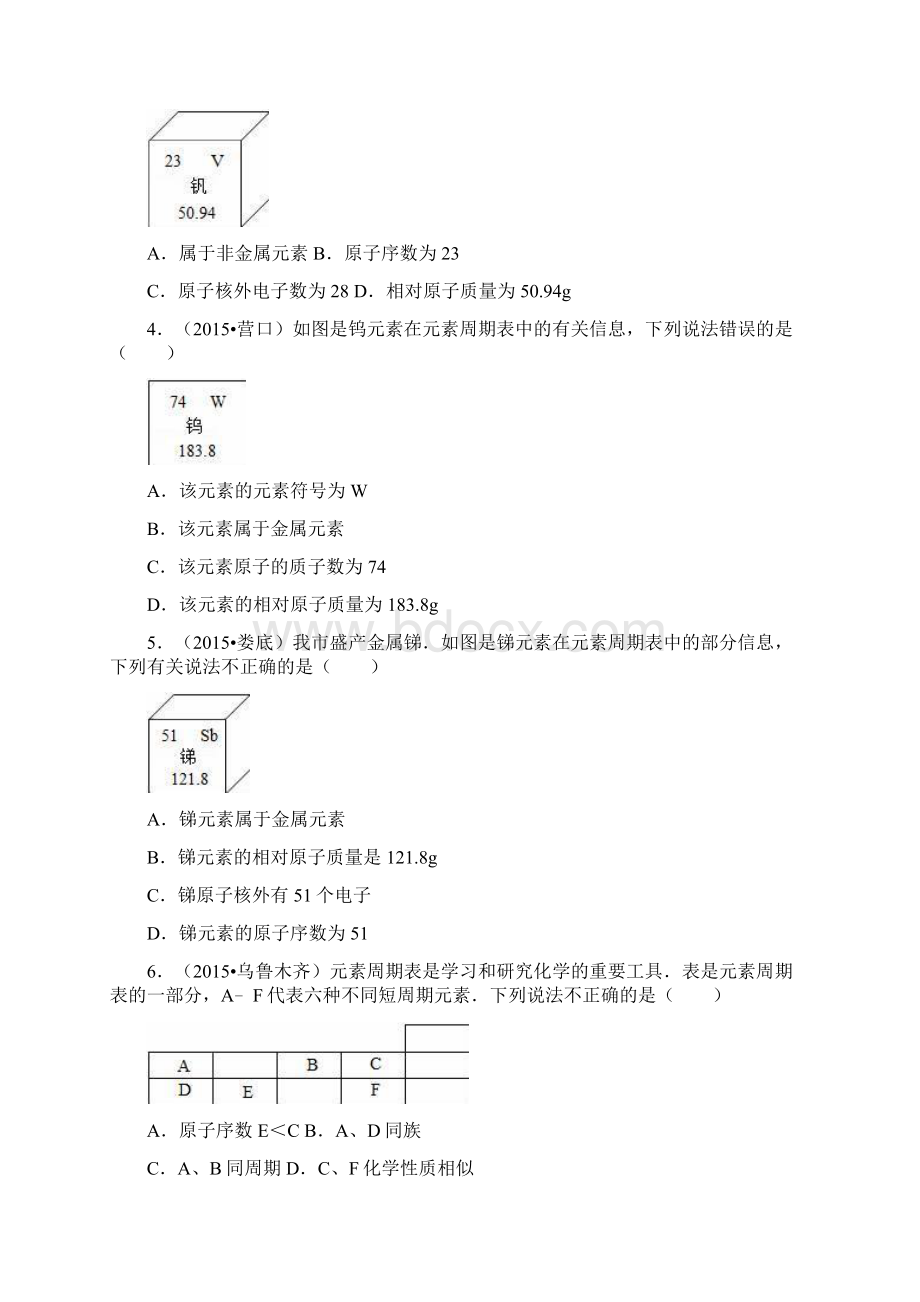 陕西省咸阳市中考化学同步训练元素解析版Word格式.docx_第2页