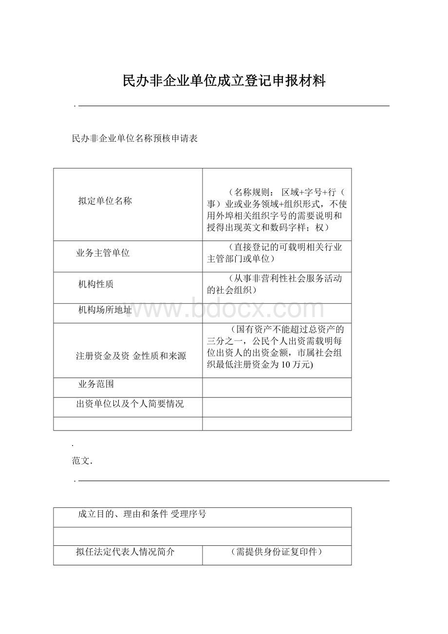 民办非企业单位成立登记申报材料.docx