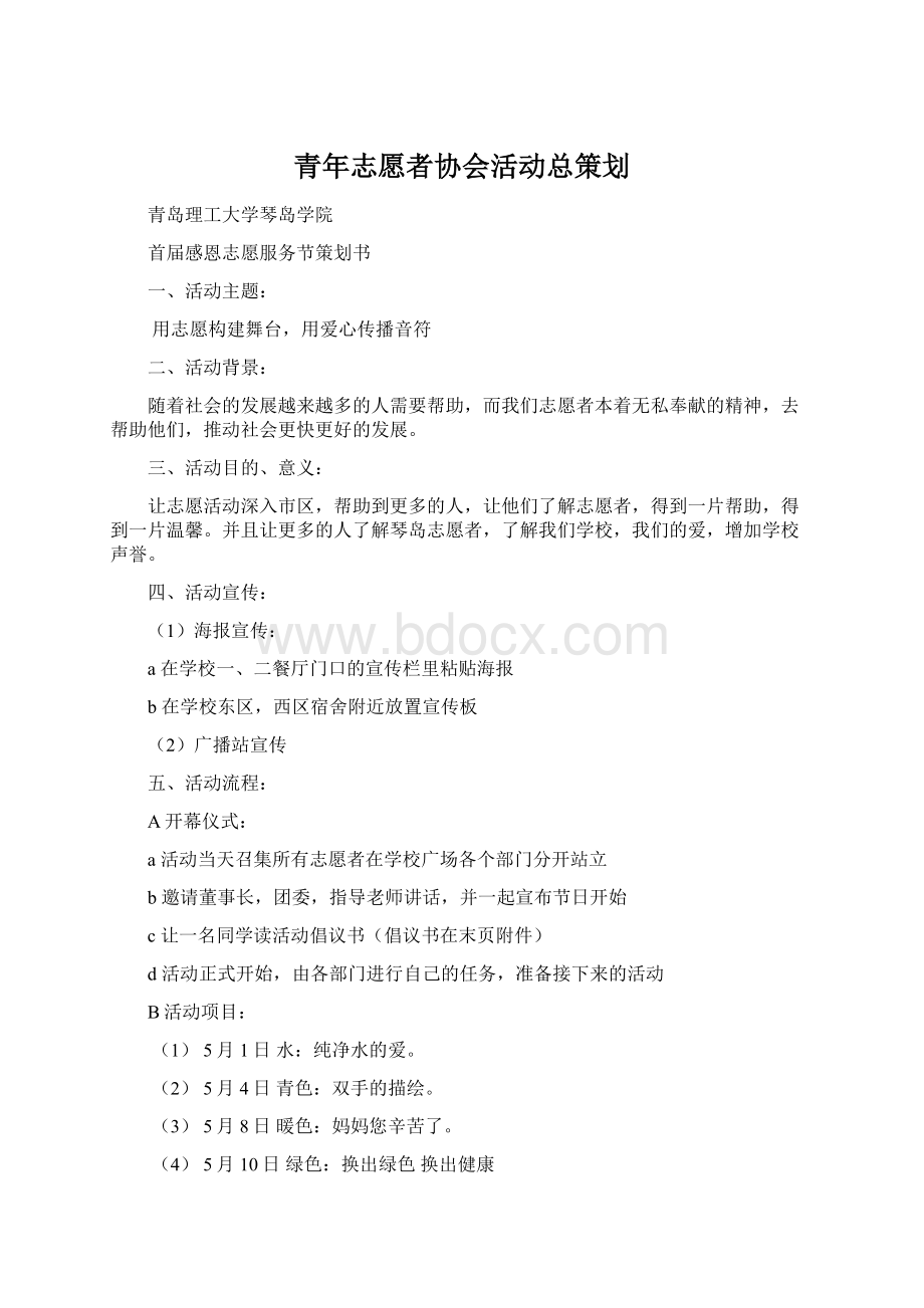 青年志愿者协会活动总策划.docx_第1页