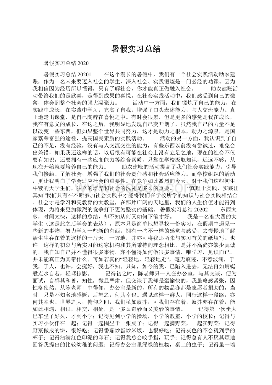 暑假实习总结Word文档下载推荐.docx_第1页