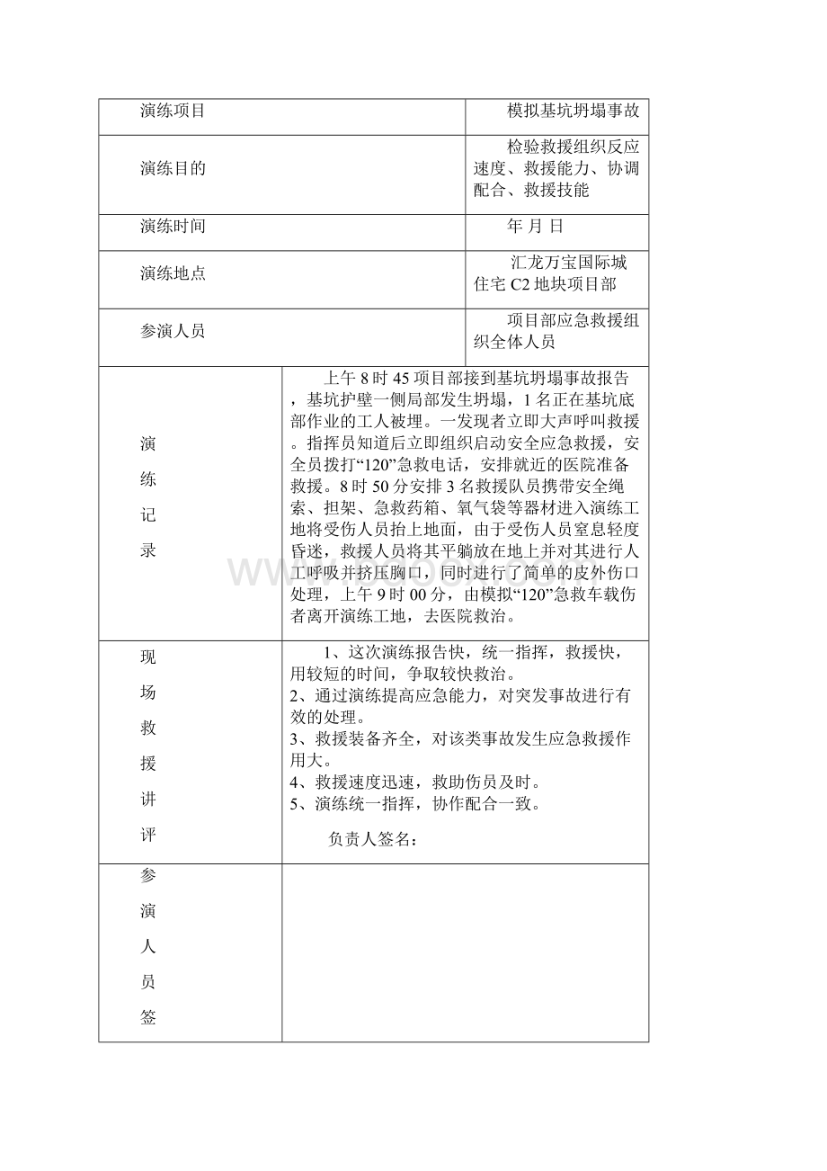 建筑工程各项应急救援演练记录文本.docx_第2页