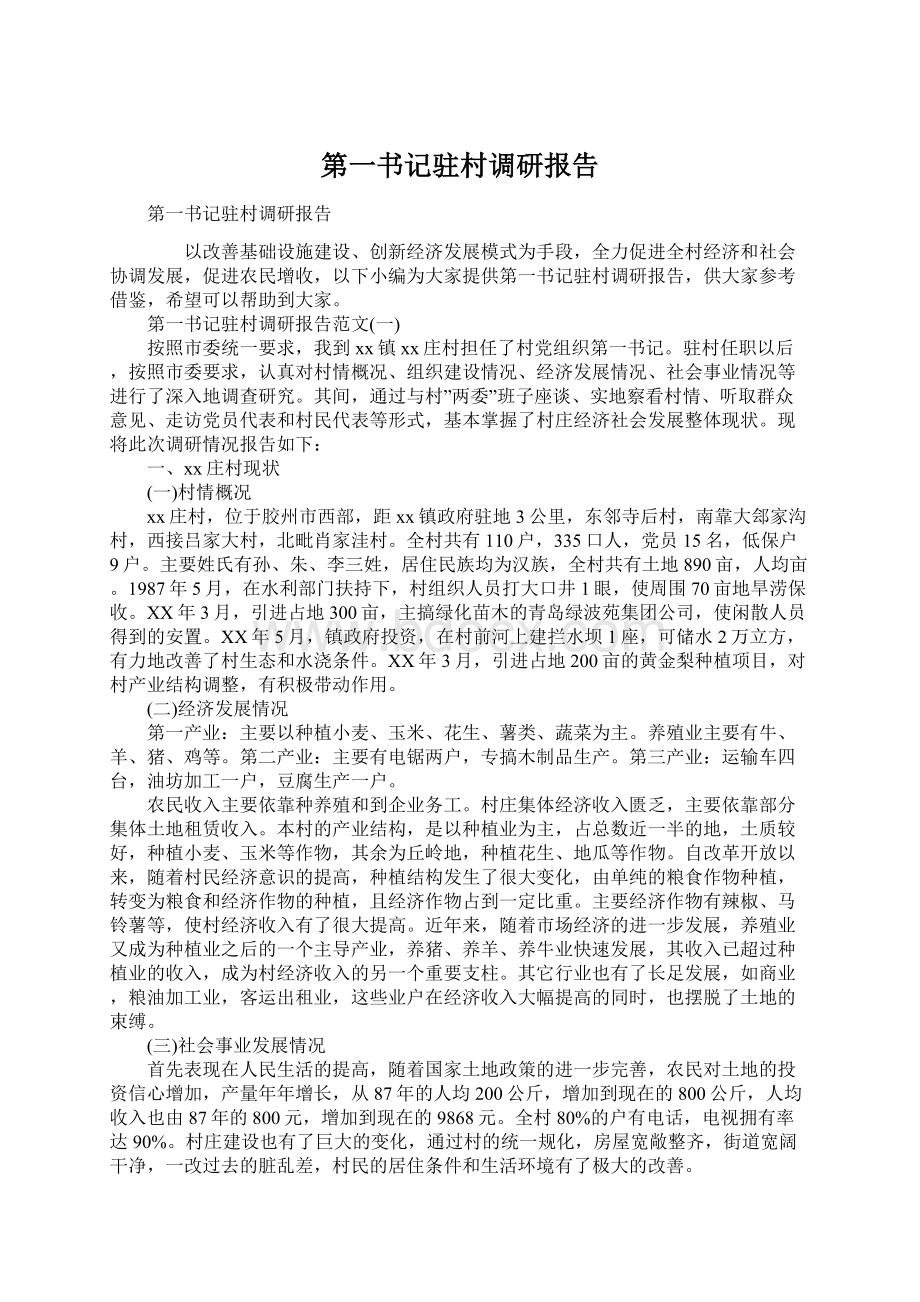 第一书记驻村调研报告.docx_第1页