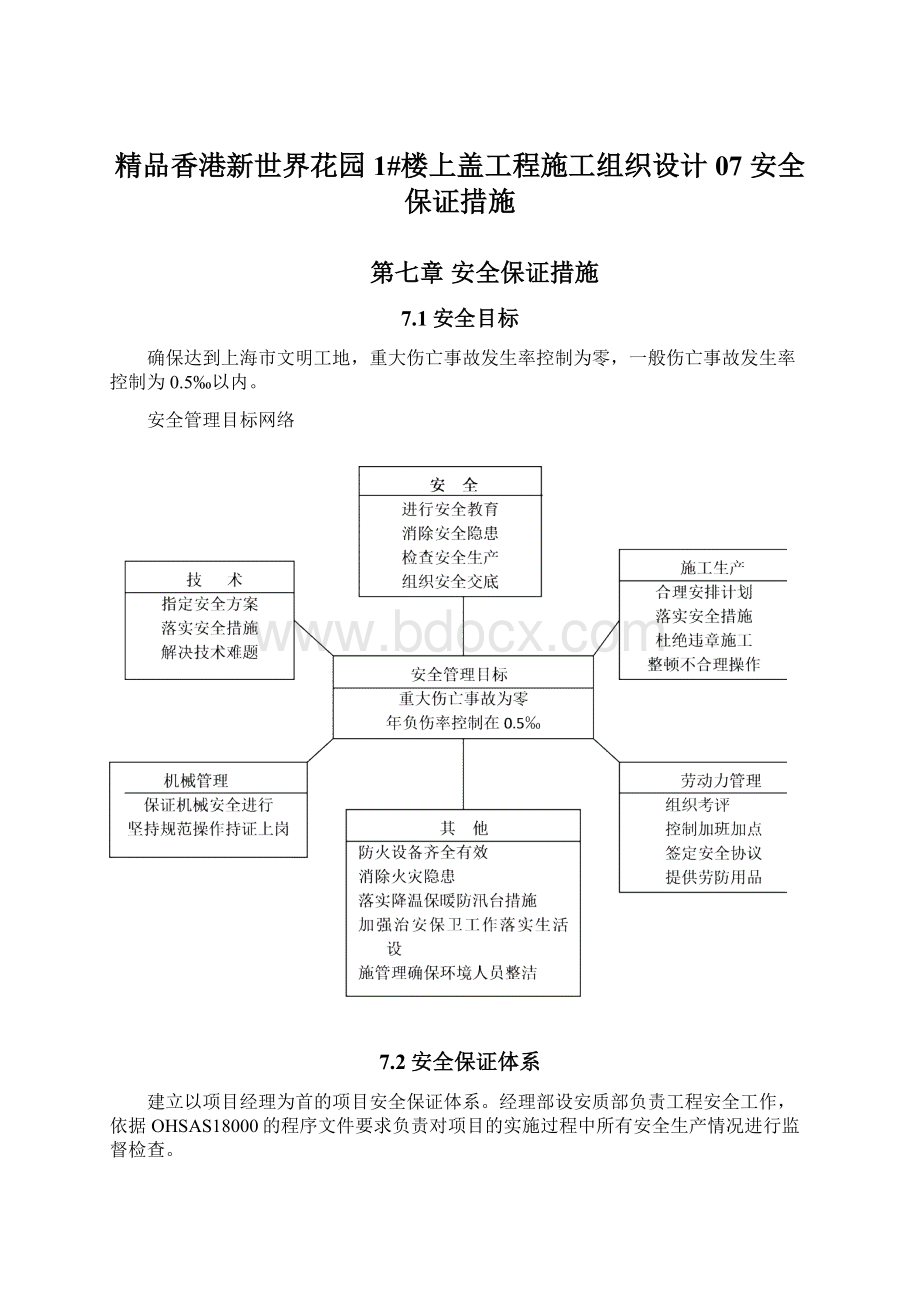 精品香港新世界花园1#楼上盖工程施工组织设计07安全保证措施.docx