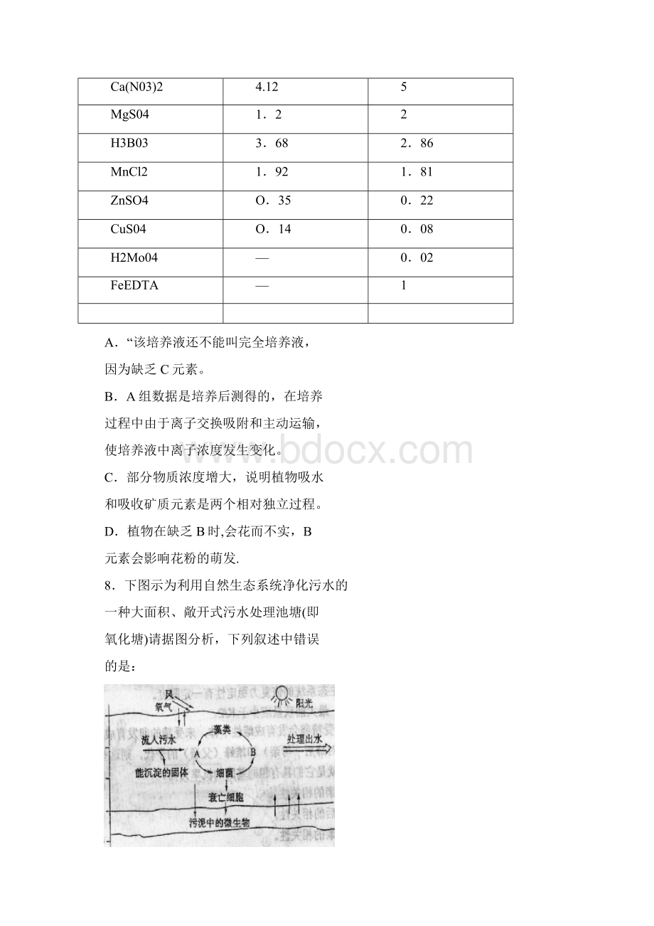 全国第8届高中生物学联赛预赛暨第11届高中生物学竞赛试题Word格式.docx_第3页