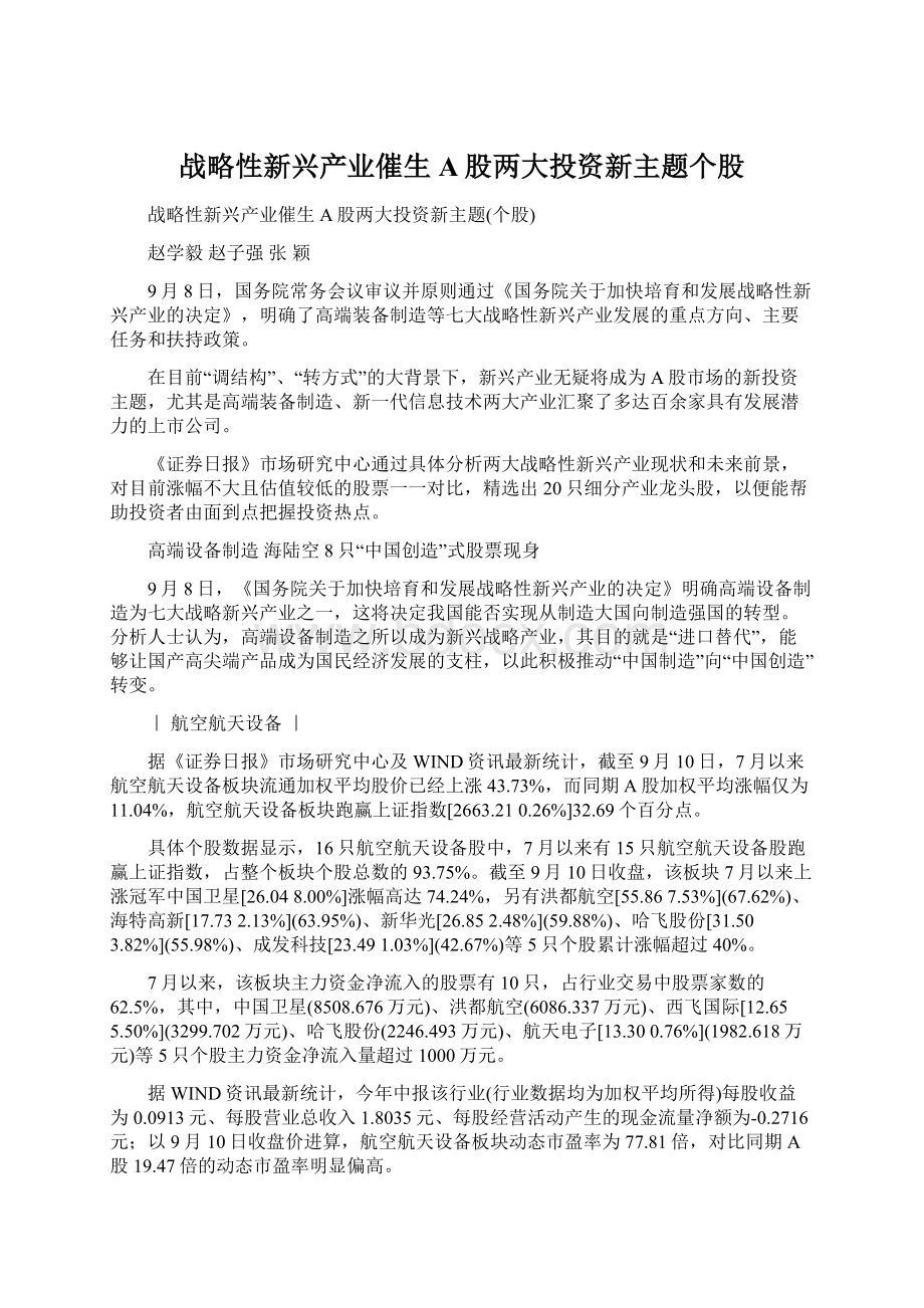 战略性新兴产业催生A股两大投资新主题个股.docx_第1页