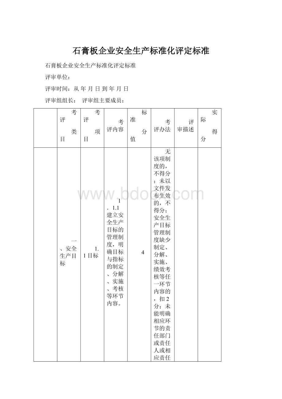 石膏板企业安全生产标准化评定标准Word文档格式.docx