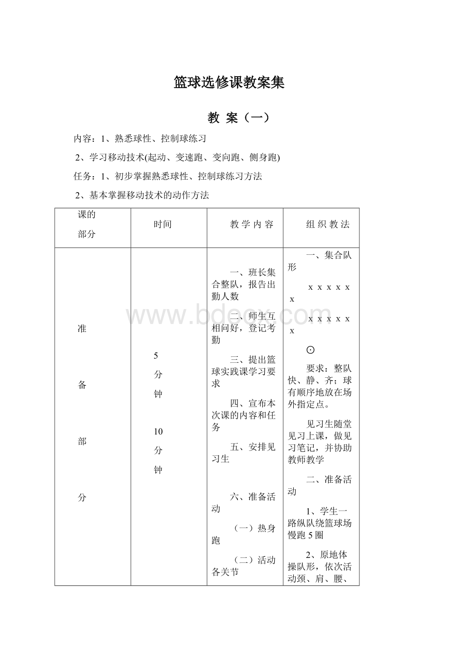 篮球选修课教案集.docx