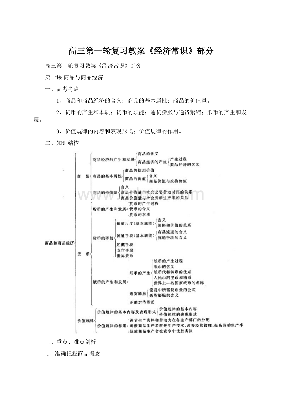 高三第一轮复习教案《经济常识》部分.docx_第1页