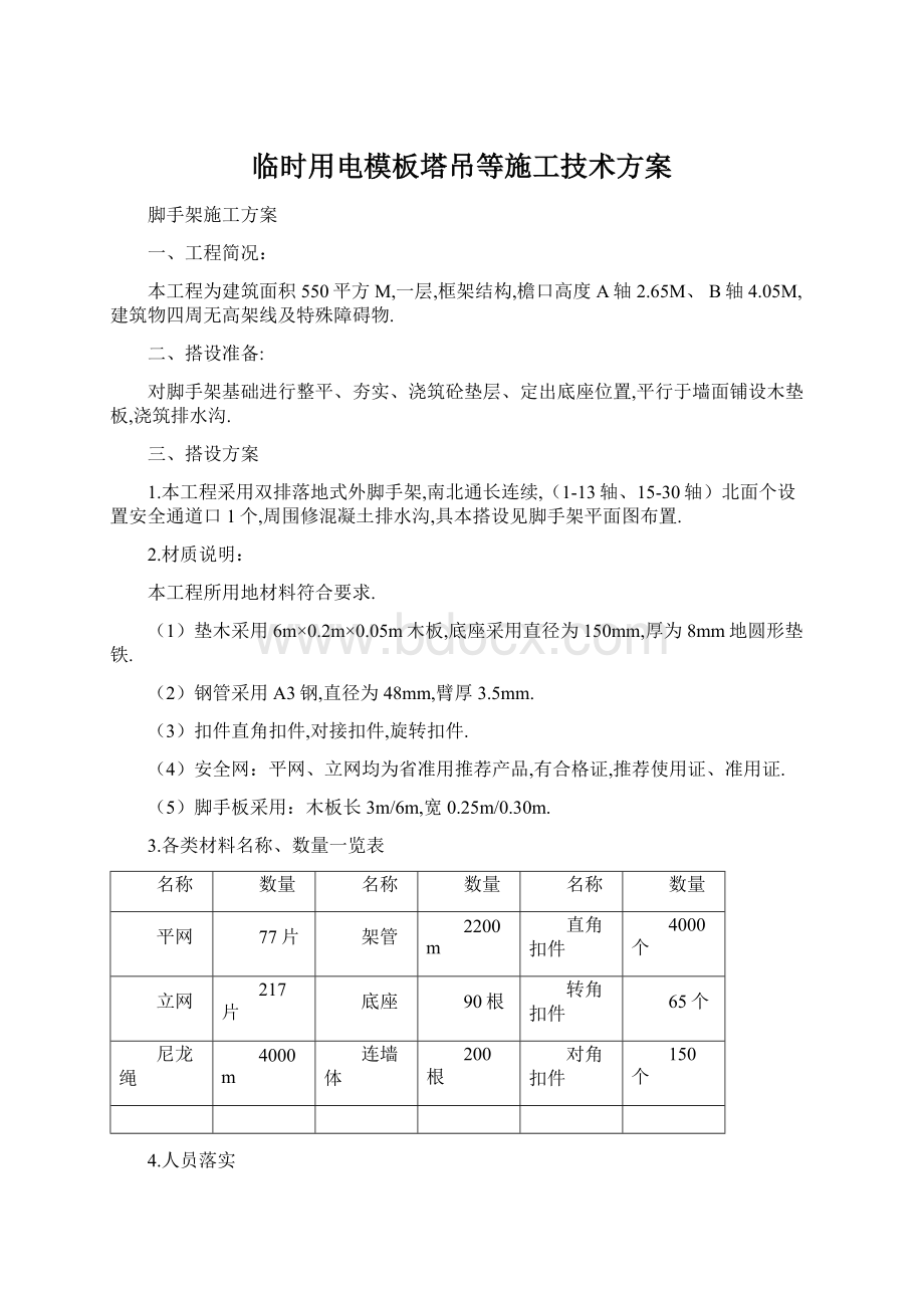 临时用电模板塔吊等施工技术方案.docx