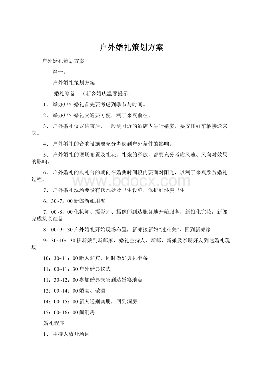 户外婚礼策划方案文档格式.docx