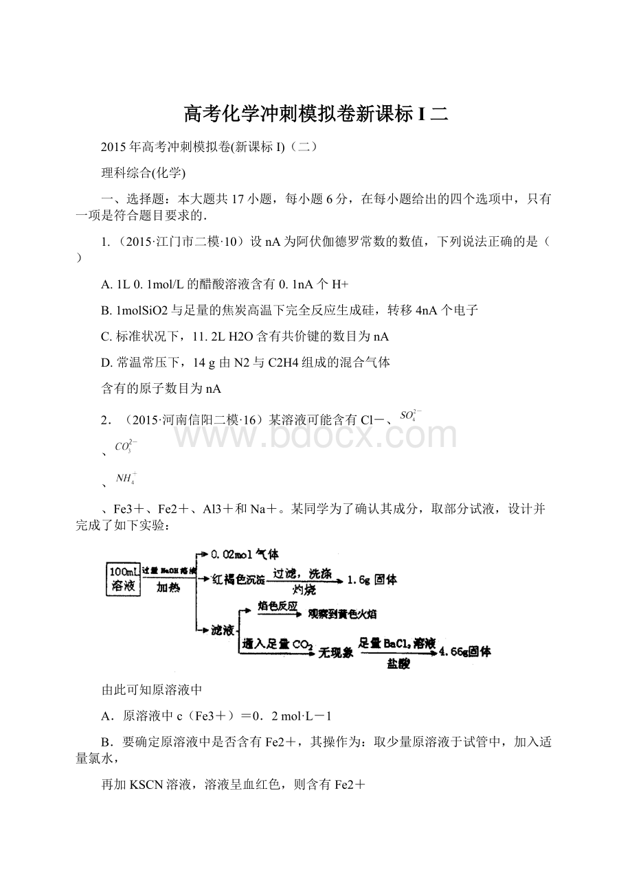 高考化学冲刺模拟卷新课标I二.docx