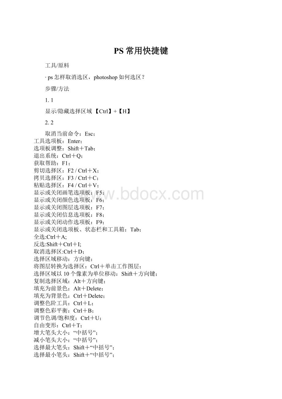 PS常用快捷键Word文档格式.docx