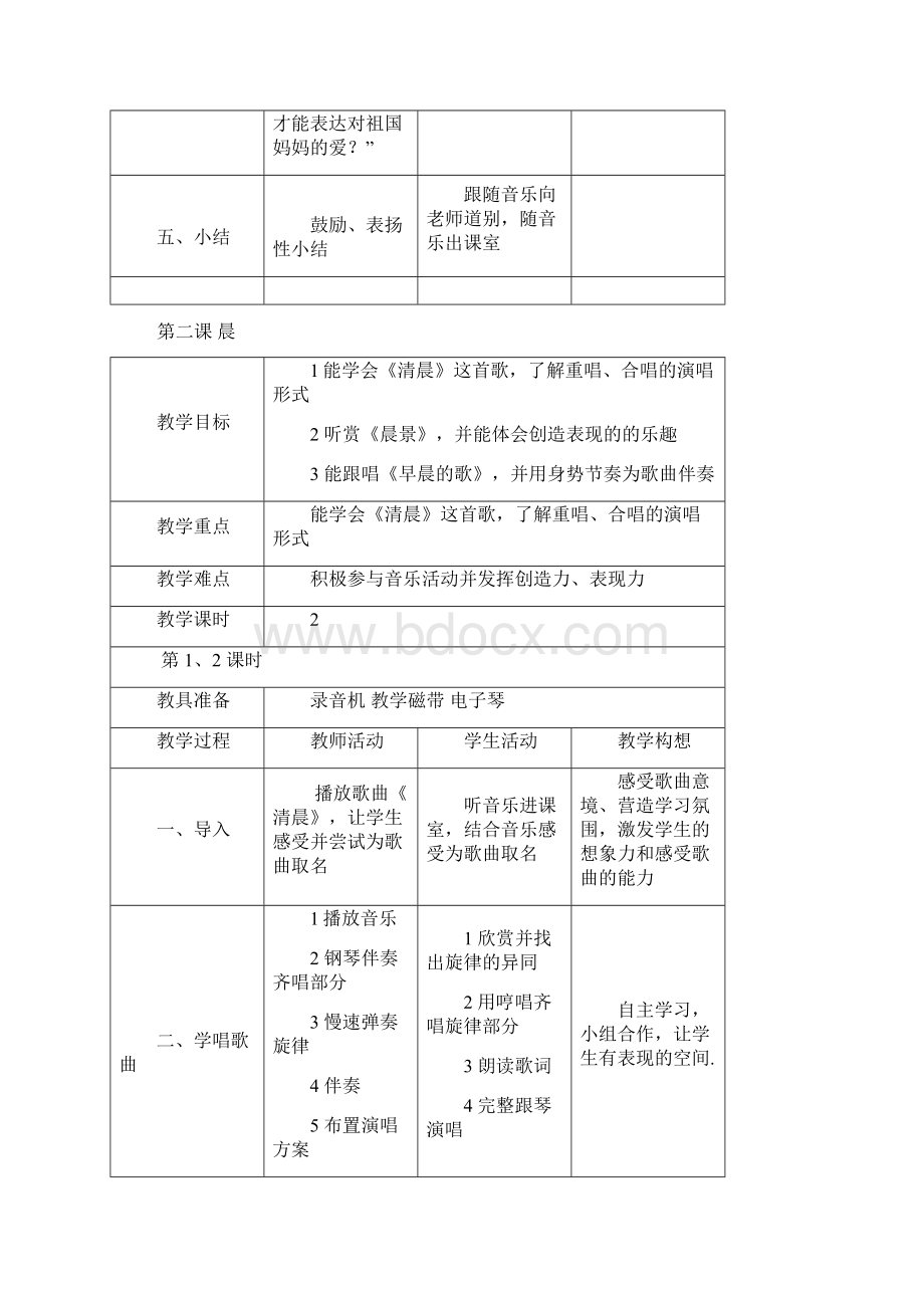 湖南教育出版社小学音乐四年级上册全册教案1Word格式.docx_第3页