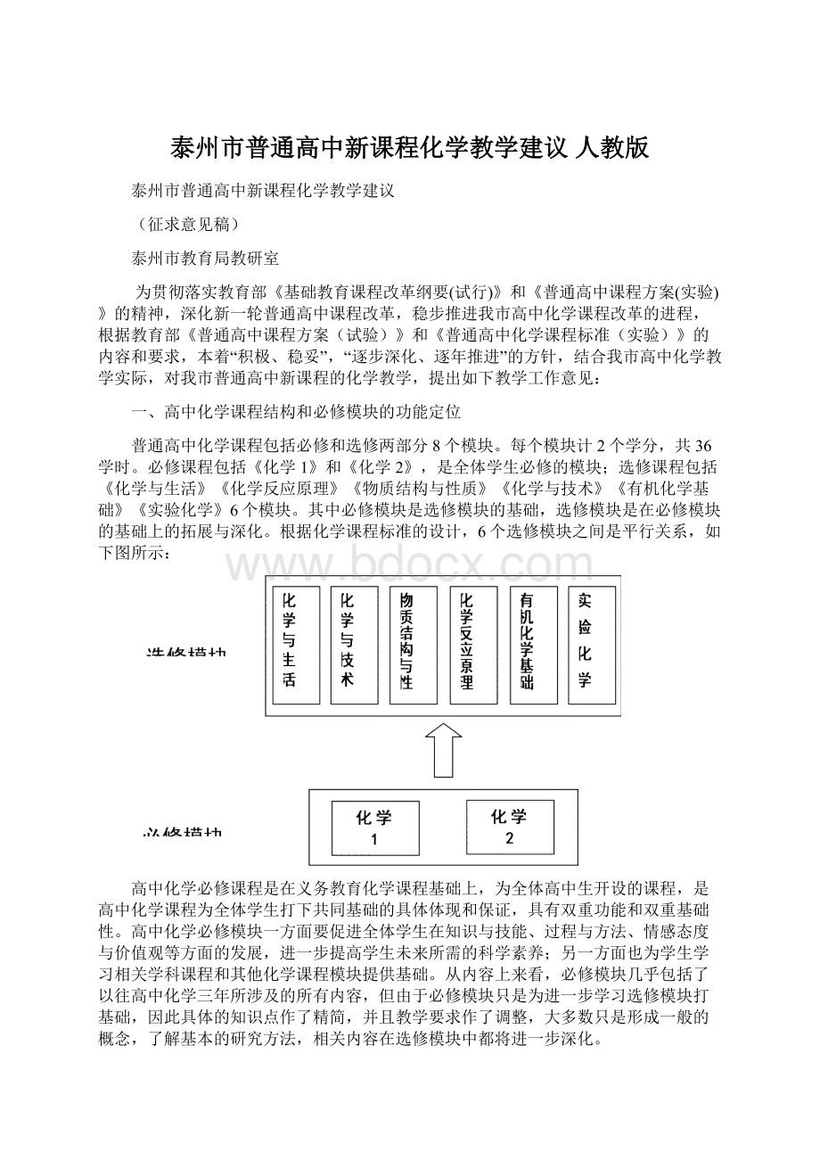 泰州市普通高中新课程化学教学建议 人教版.docx_第1页