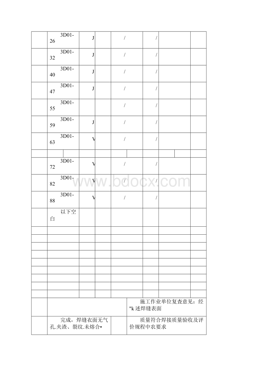 焊接质量检查验收表范本Word格式.docx_第2页