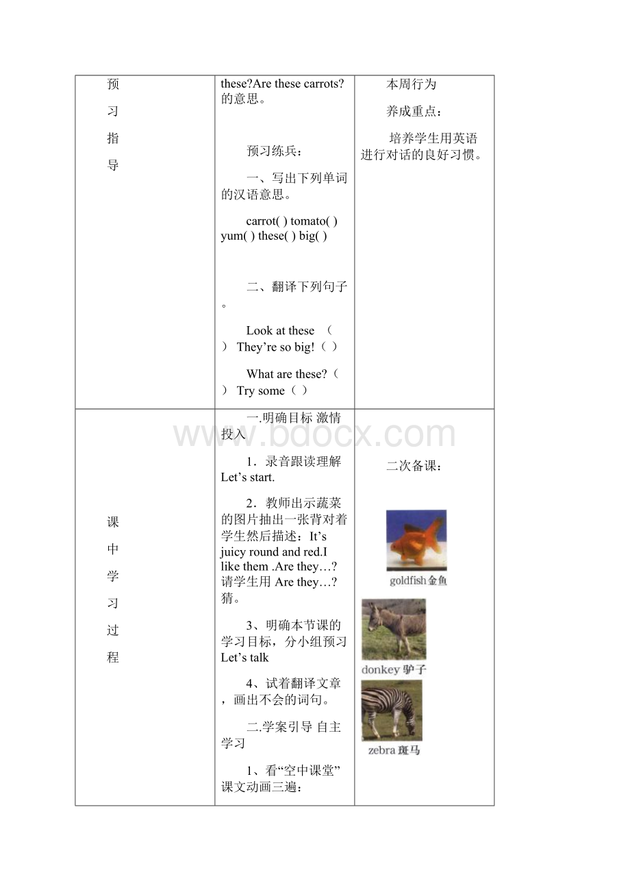 新版小学英语四年级下册导学案Unit4AtthefarmWord格式文档下载.docx_第2页