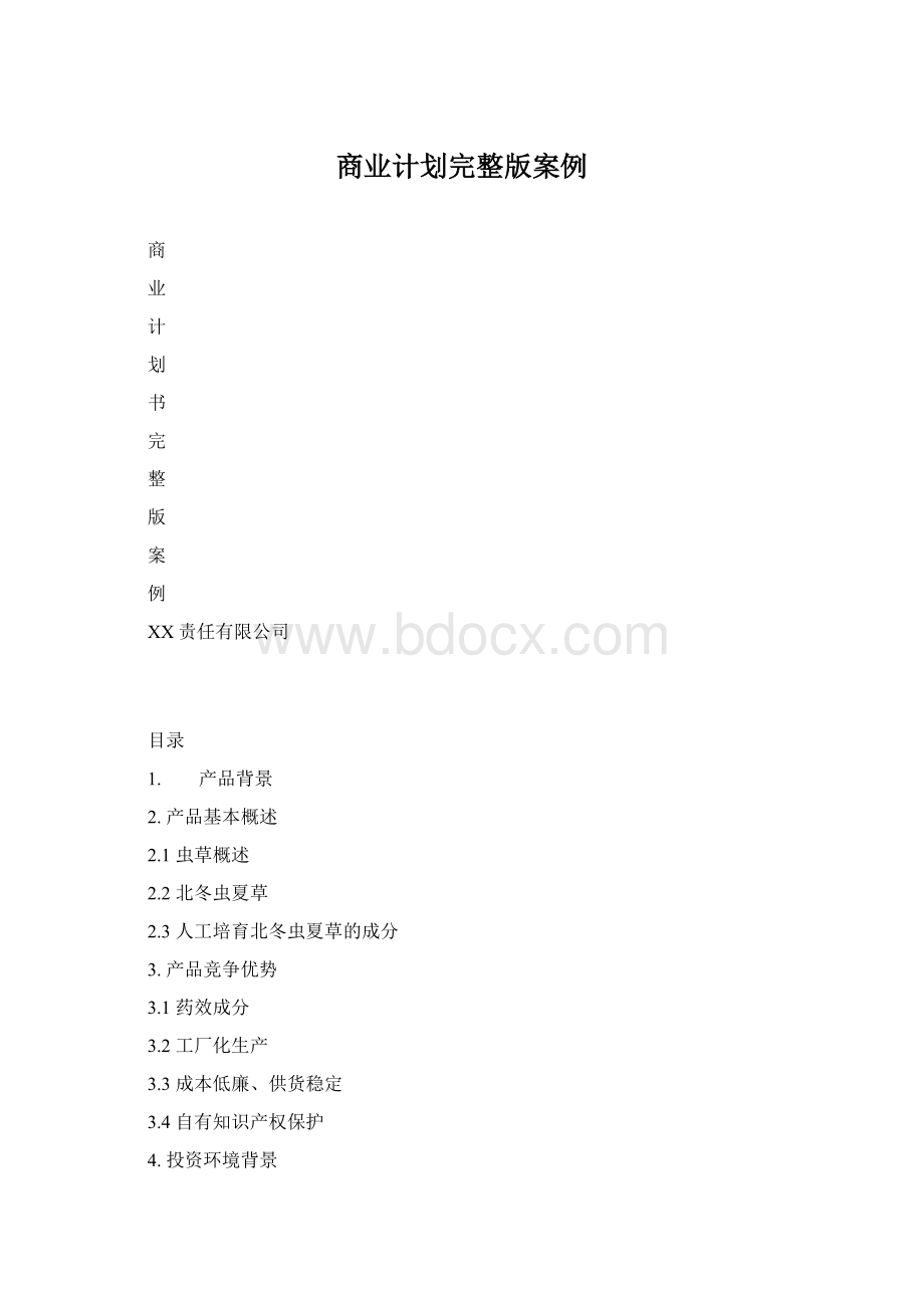 商业计划完整版案例Word文档格式.docx