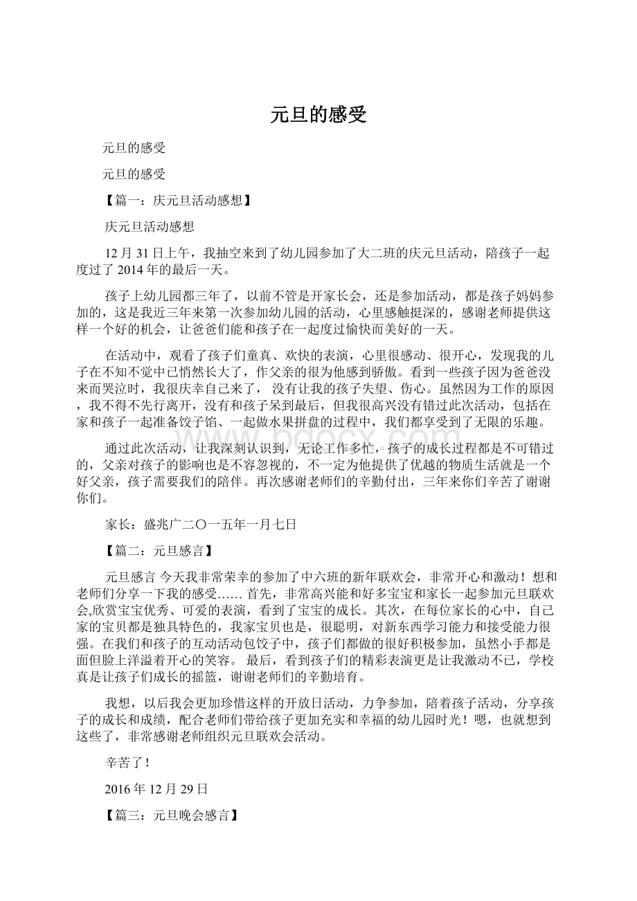 元旦的感受Word格式文档下载.docx