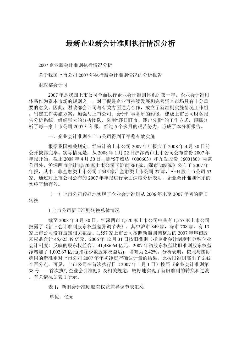 最新企业新会计准则执行情况分析.docx