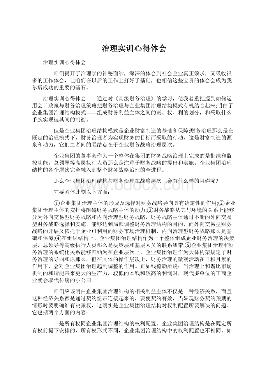 治理实训心得体会.docx_第1页