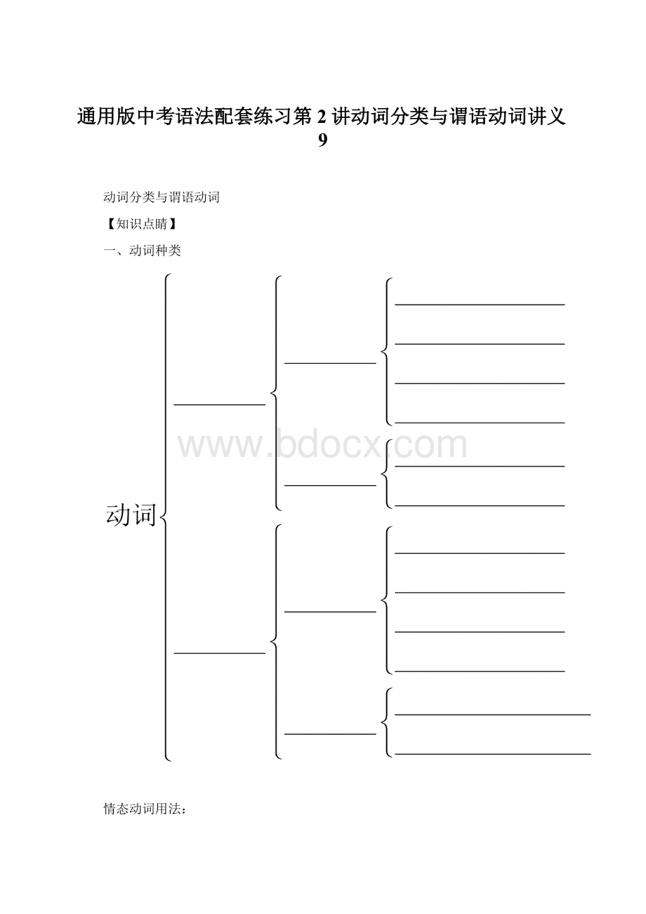 通用版中考语法配套练习第2讲动词分类与谓语动词讲义9.docx