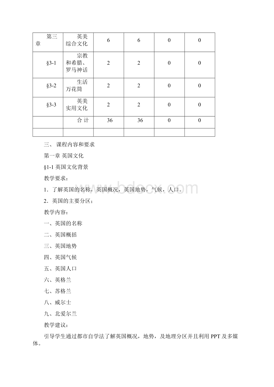 《英美文化》课程实施性教学大纲概述文档格式.docx_第3页