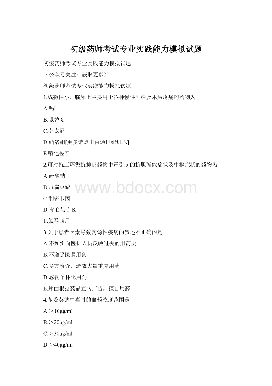 初级药师考试专业实践能力模拟试题.docx