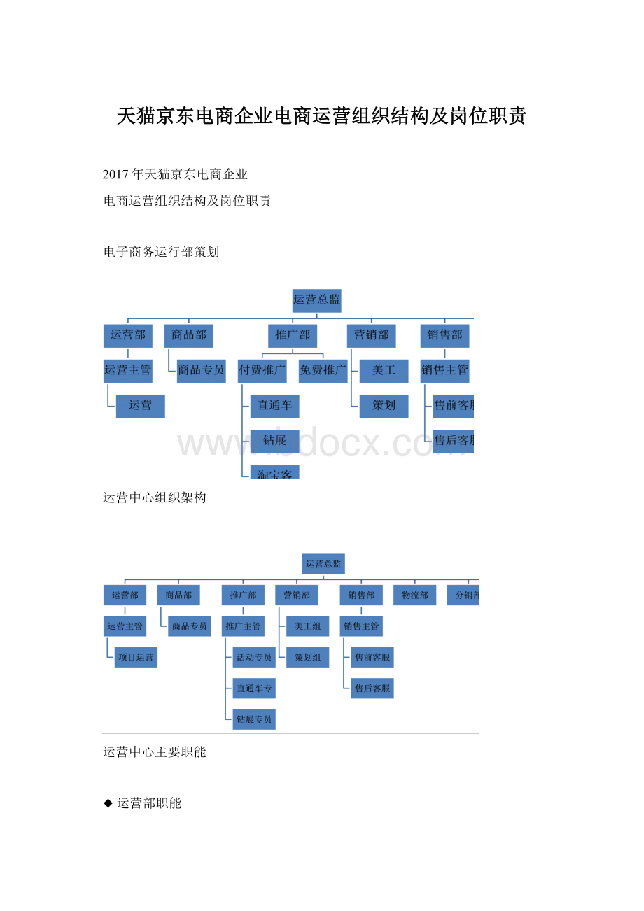 天猫京东电商企业电商运营组织结构及岗位职责.docx_第1页