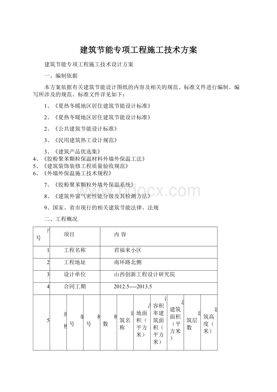 建筑节能专项工程施工技术方案.docx_第1页