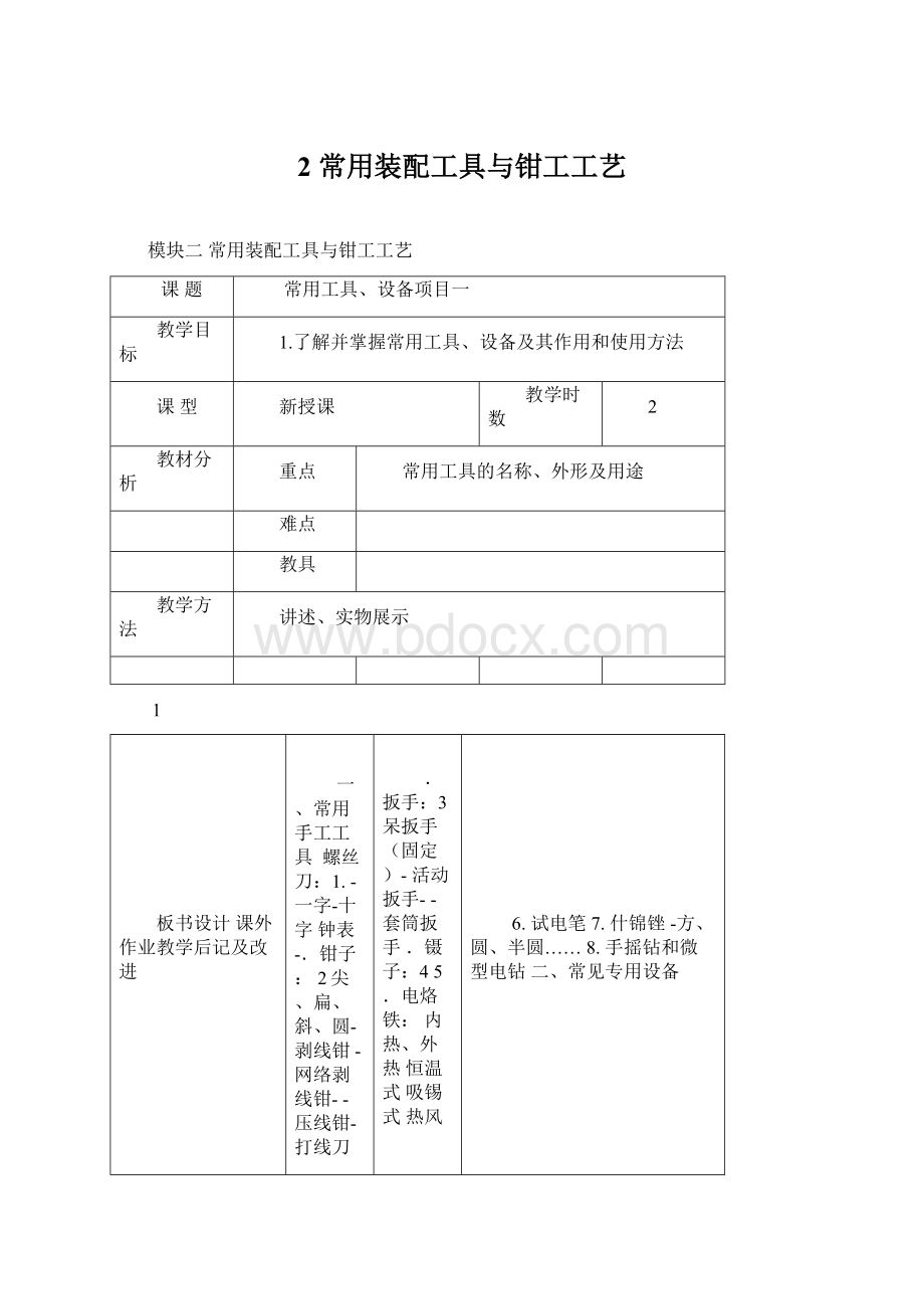 2 常用装配工具与钳工工艺Word格式.docx_第1页