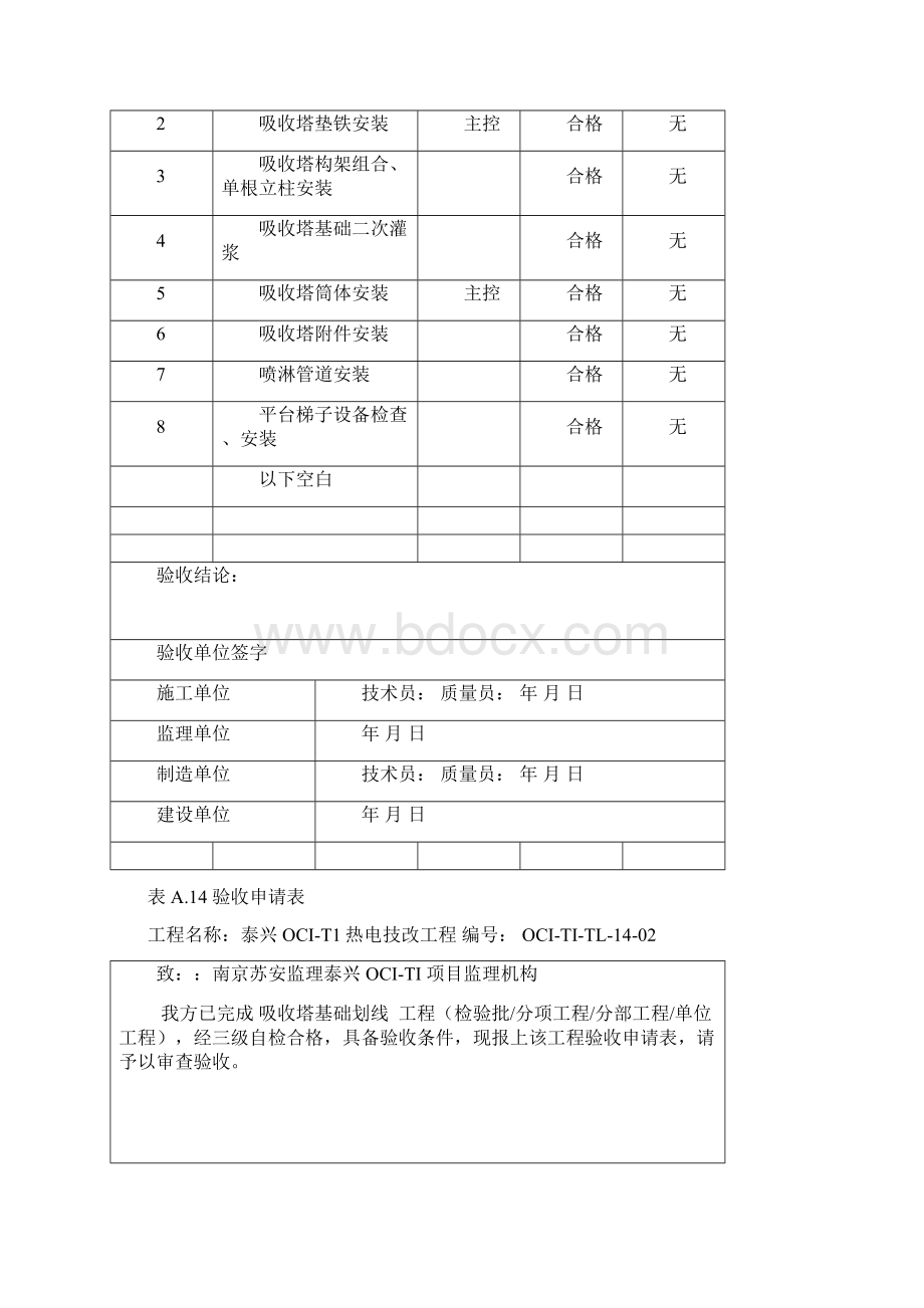 OCITI验收检验评定表脱硫塔安装Word文档格式.docx_第2页