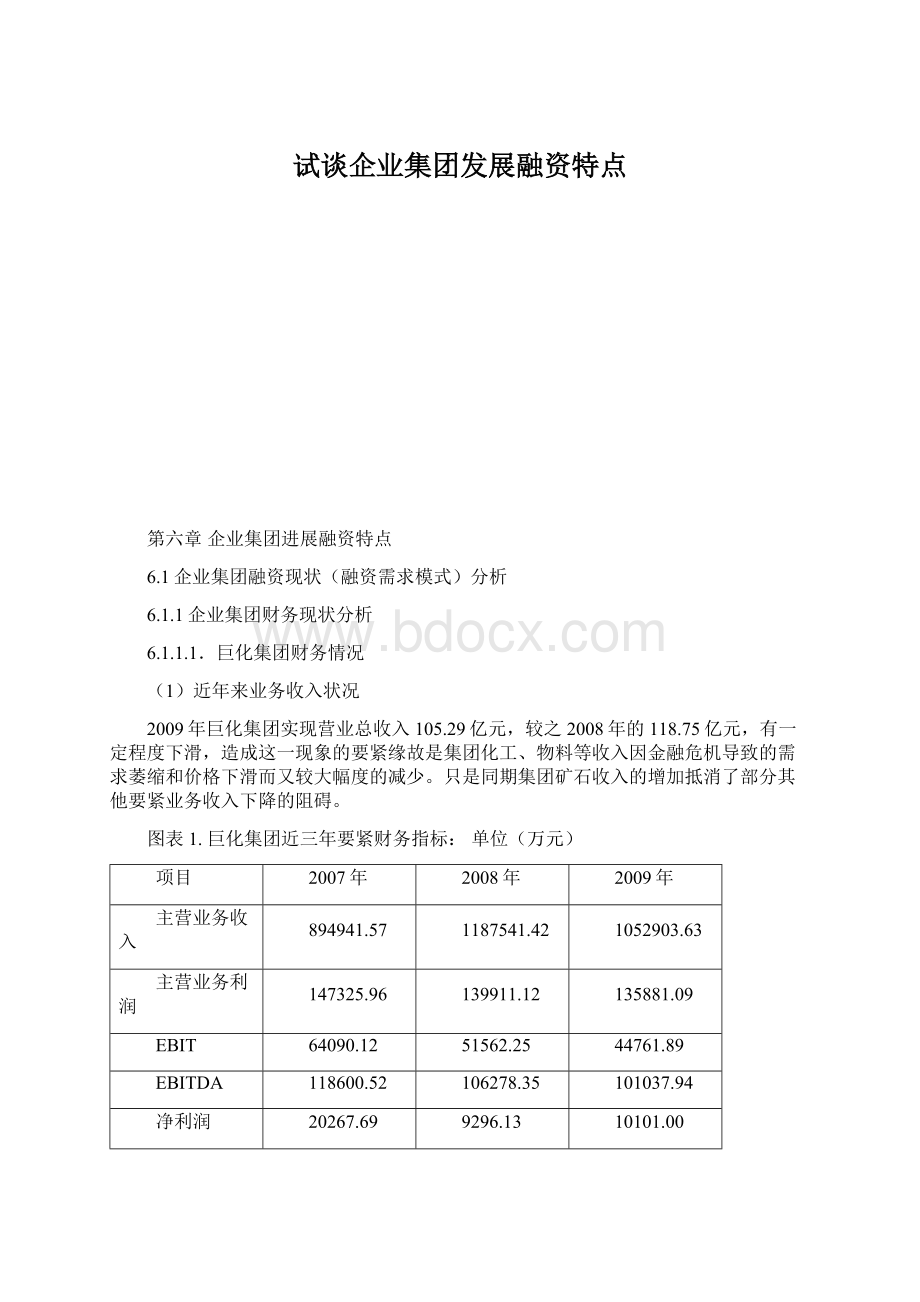 试谈企业集团发展融资特点.docx