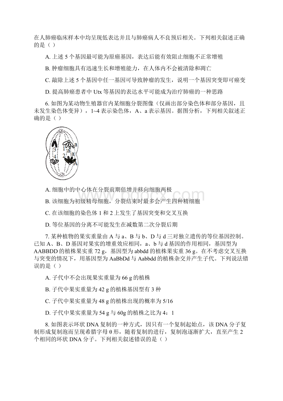 湖北省部分重点学校届高三新高考质量检测生物试题及含答案Word文档格式.docx_第2页