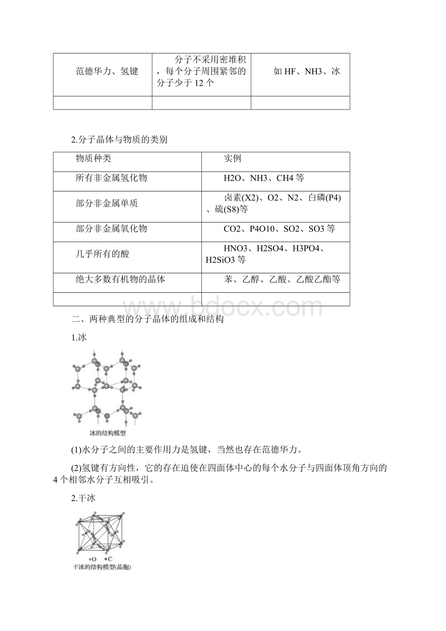 学年人教版选修3 第三章 第二节 分子晶体与原子晶体 第1课时 学案文档格式.docx_第2页