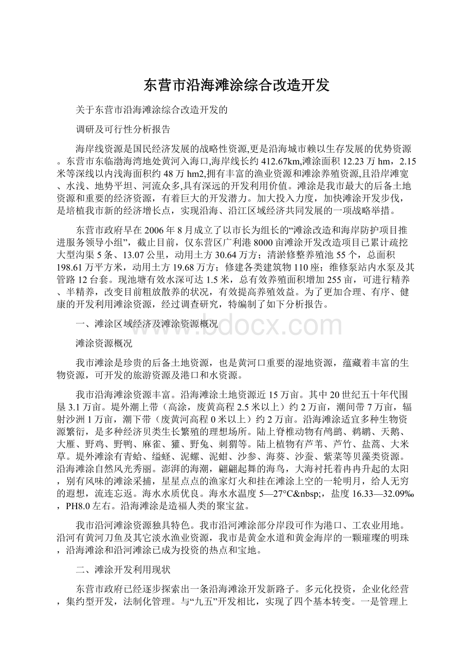 东营市沿海滩涂综合改造开发文档格式.docx_第1页