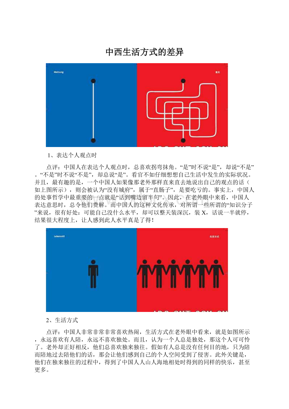 中西生活方式的差异.docx_第1页