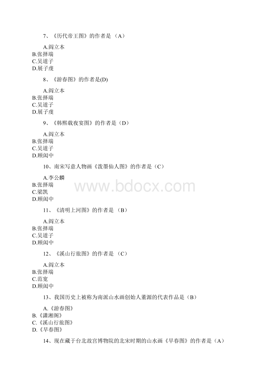 中小学美术教师学科专业素养考核试题Word格式.docx_第2页