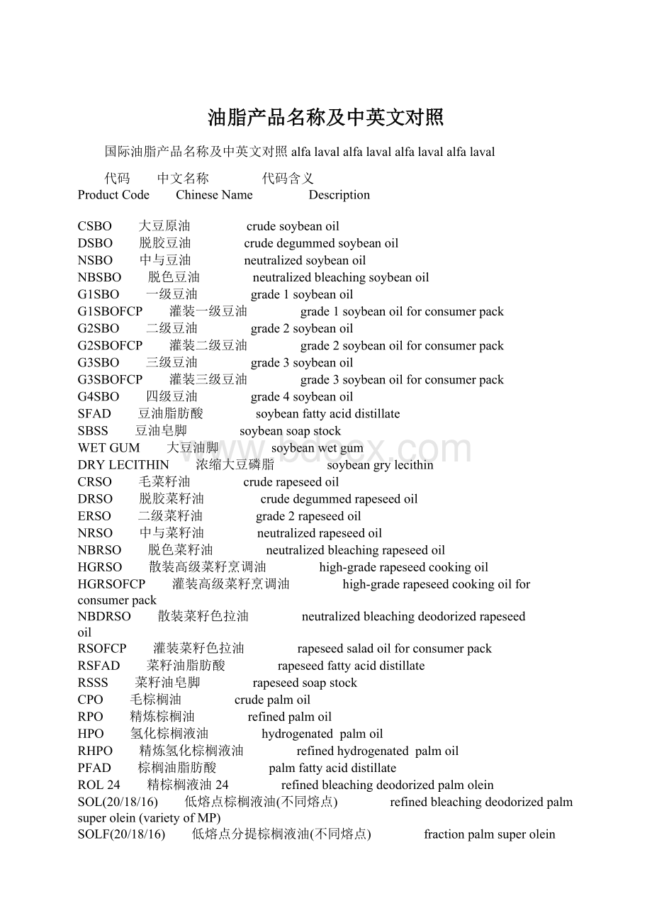 油脂产品名称及中英文对照.docx_第1页