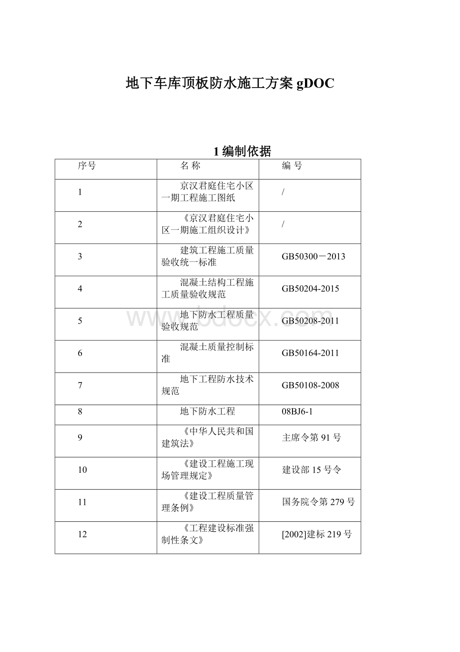 地下车库顶板防水施工方案gDOC.docx_第1页